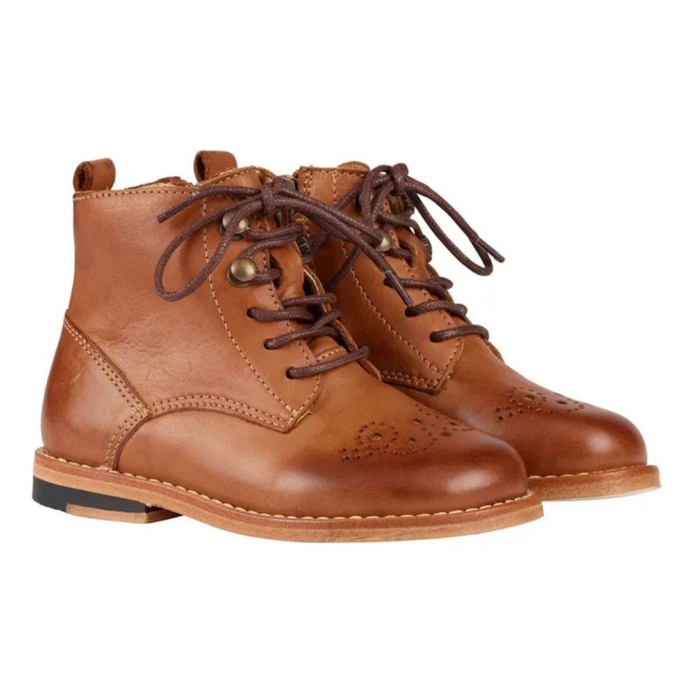 Young Soles | Buster Brogue Kids Boot Tan Burnished Leather